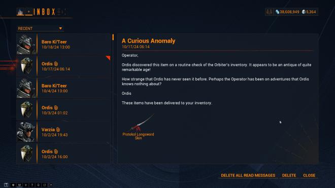 Inbox reward in game